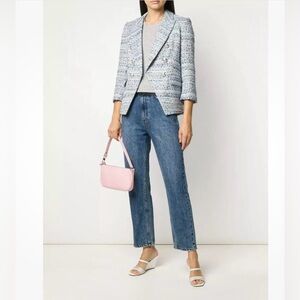 VERONICA BEARD Dickey Jacket Empire Tweed Blue Silver metallic blazer size 10